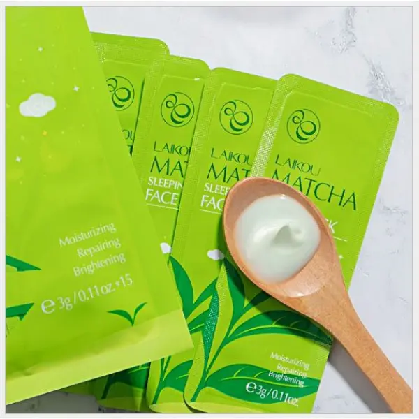 Lẻ 1 gói 3g mặt nạ ngủ trà xanh Làm Sạch mụn Matcha LaiKou Cosmetics Skincare Women Làm Đẹp Da
