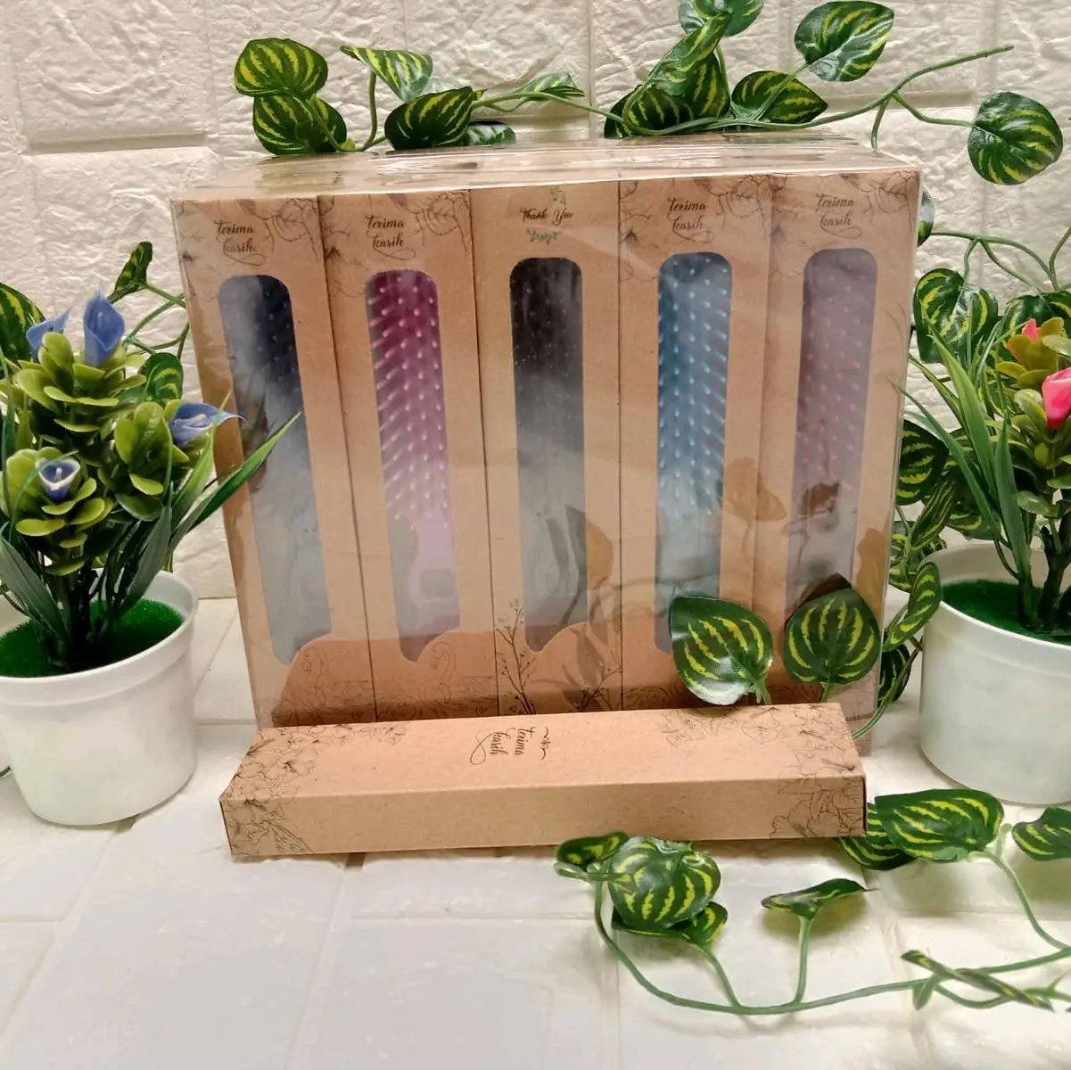 100 souvenir sisir sikat / sisir salon kemas bok rustik SOUVENIR PERNIKAHAN MURAH