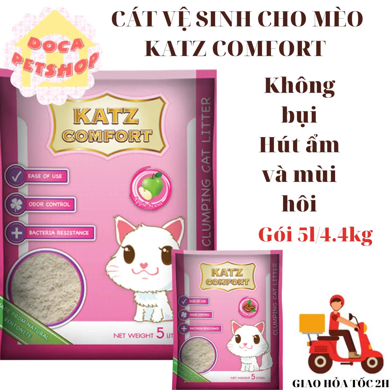Cát vệ sinh cho mèo Katz comfort túi 5 lít - Docapetshop hanh