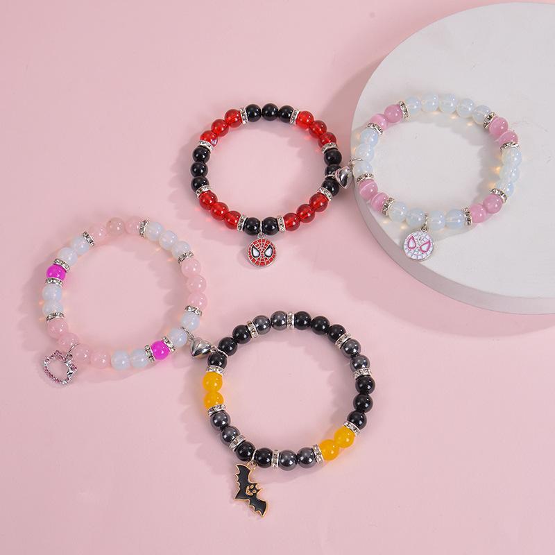 Product Introduction of spiderman bracelet, gwen and miles couple bracelet, love heart magnetic 6