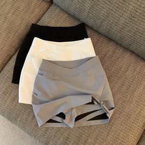 Chân váy chữ A mùa hè nữ, kiểu dáng bất đối xứng, xẻ hông, buộc dây, ôm sát, váy ngắn thanh lịch