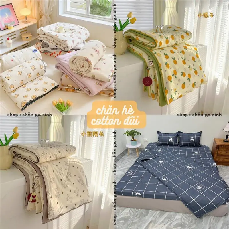 {warmth} Chăn hè cotton đũi xơ đậu trần bông mền hè đũi mềm mát kích thước 1m8-2m