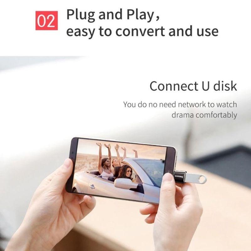 Đầu chuyển OTG usb type c sang usb full size Baseus (TYPE C- USB)/ (USB-TYPE C)/ (TYPE C-MICRO) 5