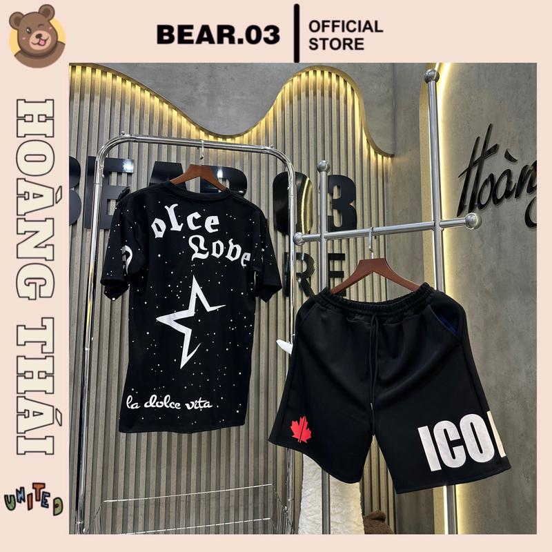 Bộ QUẦN Áo Hoạ Tiết Ngôi Sao Chấm Sơn + Quần Lá Đỏ Short Nam Nữ Hàng Đẹp BQ: 13 Cotton Menswear