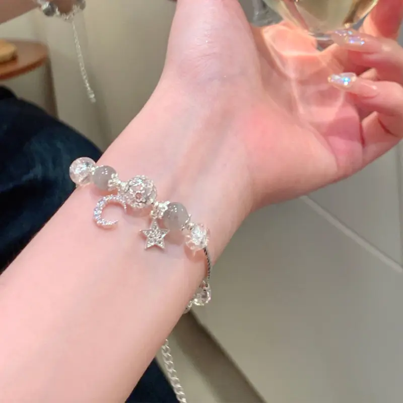 Product Introduction of Vòng Tay Sông Ngôi Sao, Thiết Kế Sáng Tạo, Vòng Tay Ngôi Sao Ngọt Ngào Và Mặt Trăng, Đính Cườm Đá Ánh Trăng 3