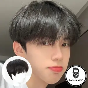 Wig Pria Pendek Rambut Pendek Hitam Natural Fullkepala model Cowok korea