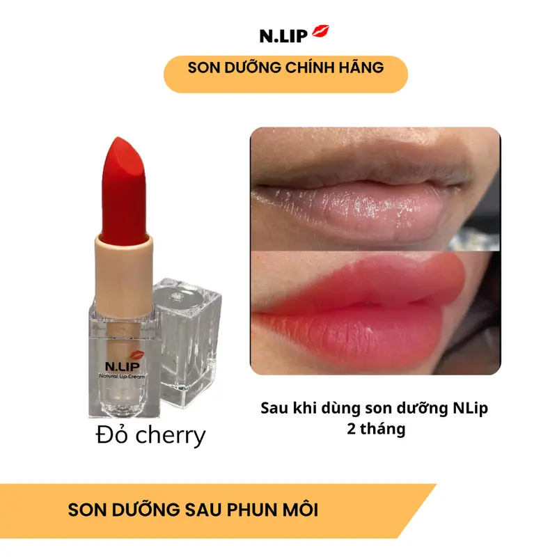 Son dưỡng NLip có màu cho môi sau phun xăm, kích màu môi, an toàn lành tính màu Đỏ cherry 2