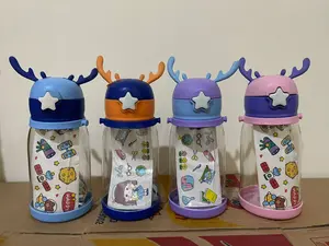 BOTOL MINUM ANAK SEKOLAH SEDOTAN + TALI PANJANG TANDUK RUSA 600ML BPA FREE Putih Bottles Kitchenware Water