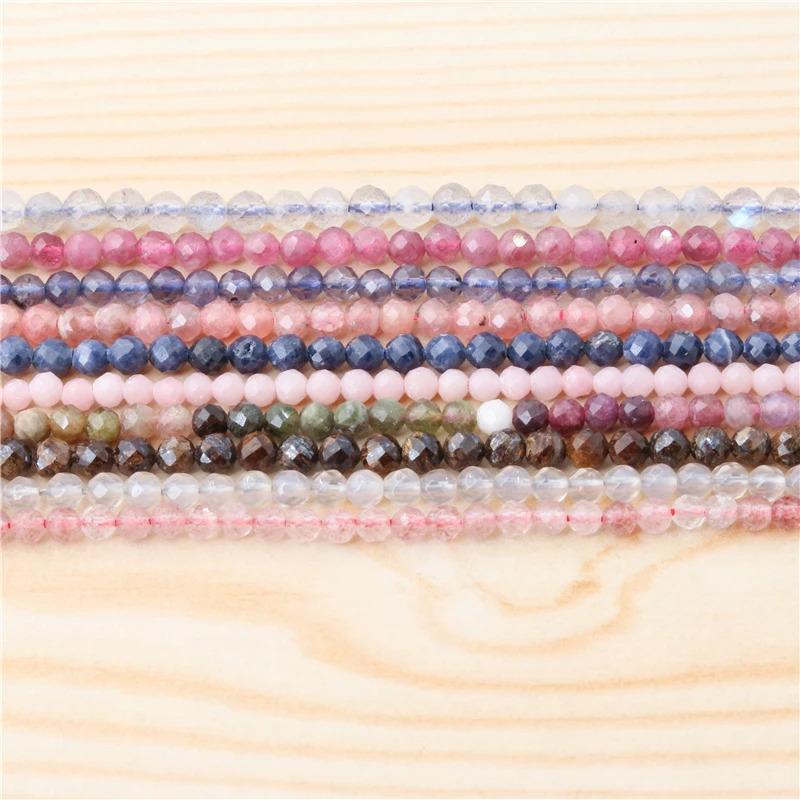 Product Introduction of Natural Stone Garnet Rudy Citrine Malachite Opal Tourmaline  Round Faceted Beads Size 2 3 4MM For Jewelry Making Diy Bracelet 10