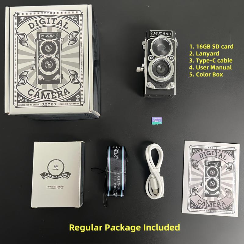 Portable Mini Digital Camera, USB Rechargeable Vintage Camera with Accessories, Point & Shoot Camera for Home & Outdoor, Portable Camera, Tech Gadgets 4