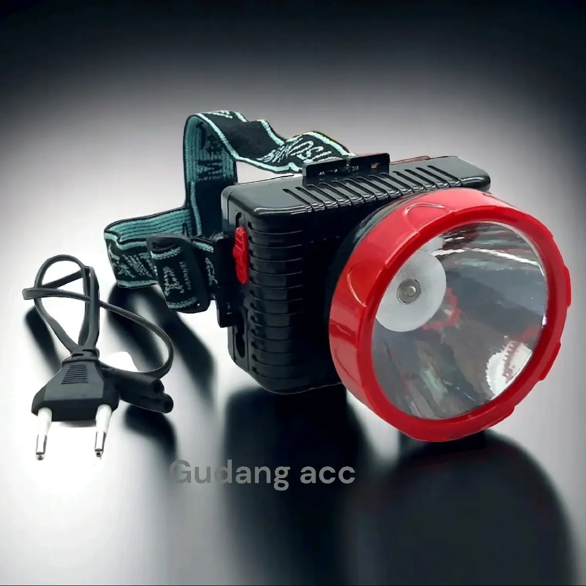 senter kepala LED super terang bisa menggunakan charger dan baterai Kuning