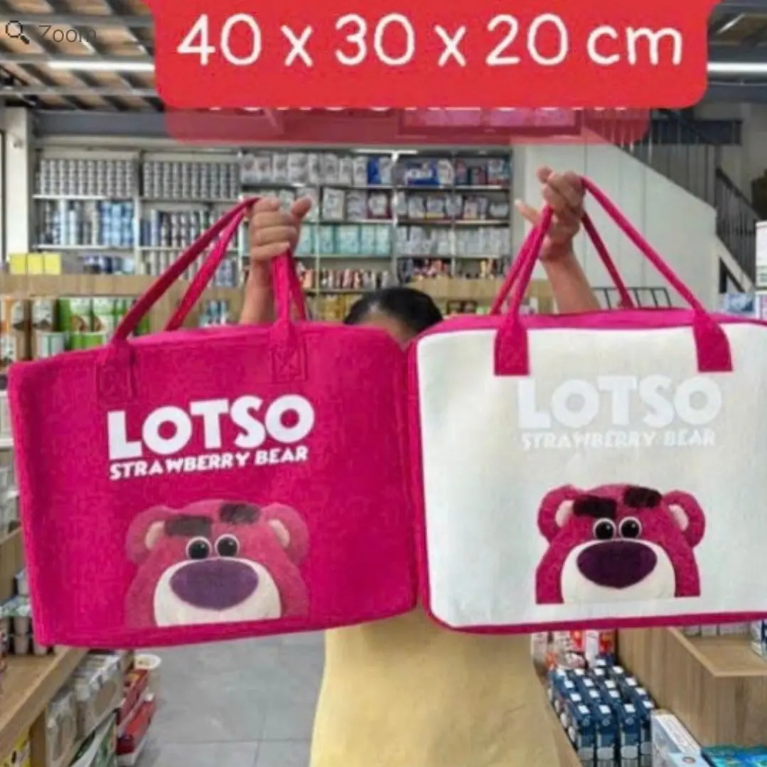 Túi đựng đồ gấu dâu loại to ( 40x30x20cm )