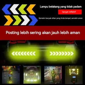 10Pcs Stiker Reflektif Panah Stiker Reflektor 3D Bumper Belakang Panjang Mobil