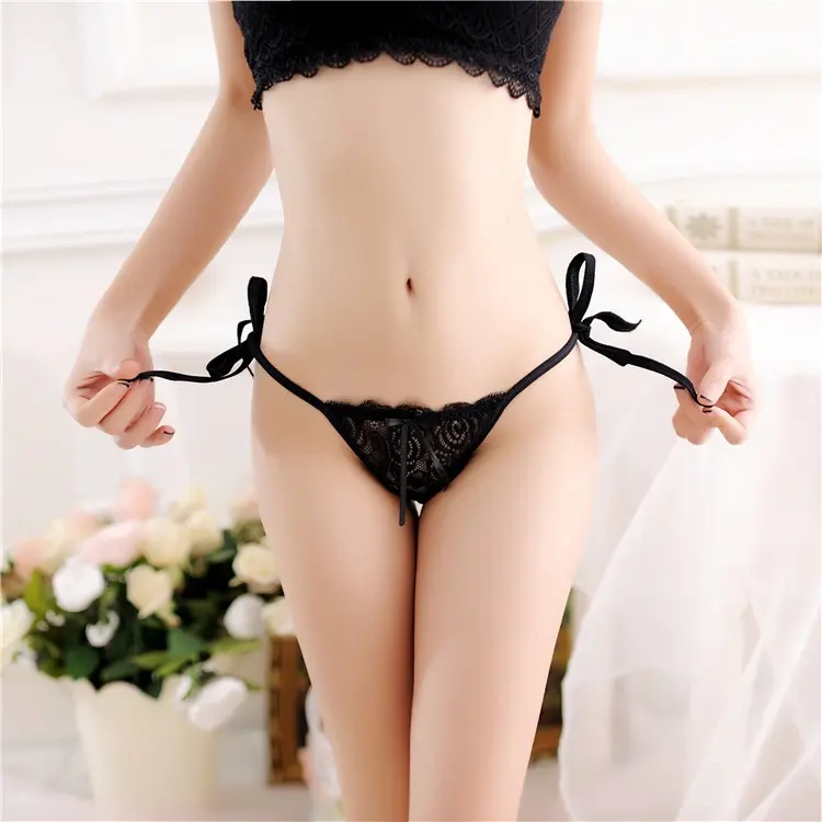 Sexy Underwear Thong Lingerie Transparent Women's Panties Luxury Lace Thin Lace-Up T-Pants