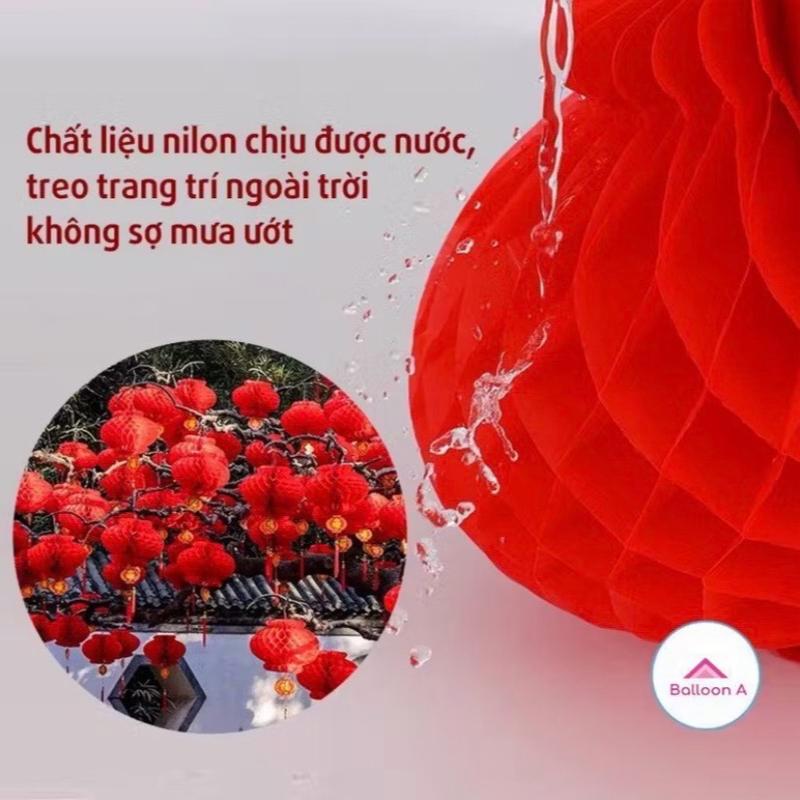 Đèn lồng đỏ trang trí Tết đủ size, Lồng đen nilon chữ phúc chống thấm nước 2