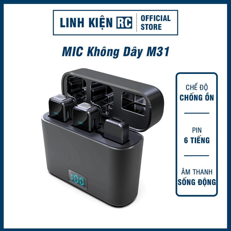 Mic Thu Âm Không Dây Cho điện thȯại M31 - Bật Tắt Lọc Ồn - Micro Ghi Âm Quay Video Làm Vlog ,Livestream Tiktok