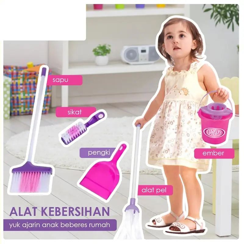MAINAN ANAK PEREMPUAN CLEANING SET KANTONG - MAINAN SAPU SAPUAN CLEANING CAR PROMO TERMURAH COD KLT 4