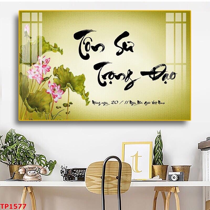 tranh thầy cô tôn sư trọng đạo chất liệu tráng gương/ tráng gương đính đá cao cấp sẵn treo Đồng Đèn Decor Phòng Treo Tường Phòng Khách tri ân