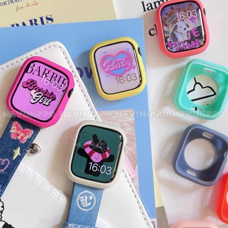 Product Introduction of Color silicone protective case suitable for smartwatch series 10/9/8/7/6/5/SE/4/3/2/1 Candy colored soft case suitable for iwatch 49/46/45/44/42/41/40/38mm 7