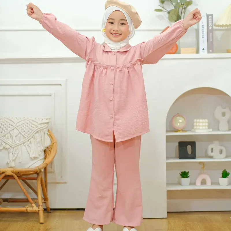 Set Zaina Set Anak Rayon Airflow Neeca Kiddos Size 6 8 10 12 14 Tahun Setelan  Baju  Muslim  Crinkle 2