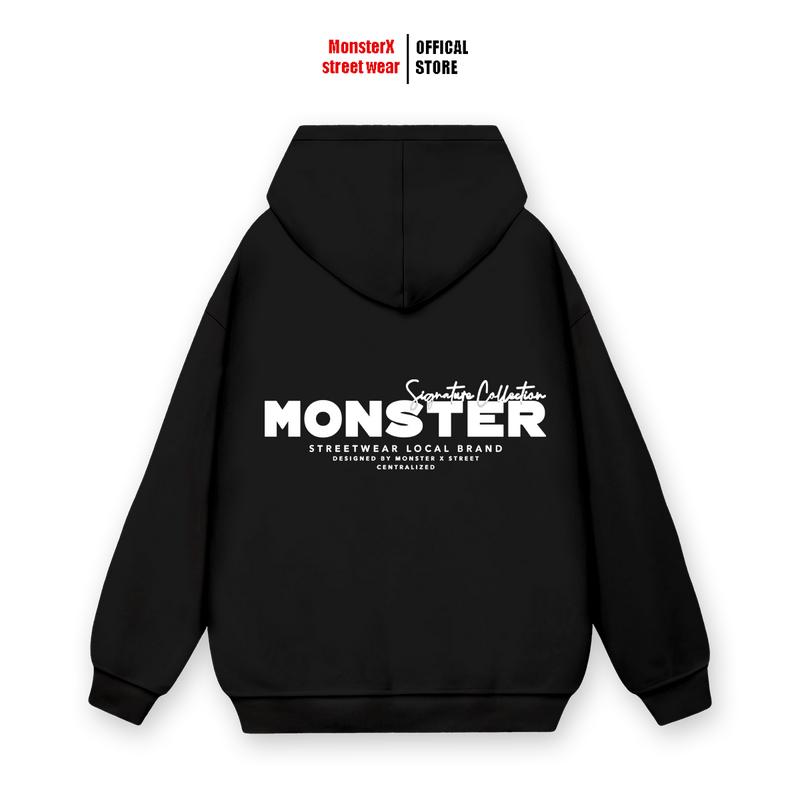Áo Hoodie Monster-Signature Chữ Lưng nỉ bông Monster X Street nam nữ form rộng thu đông