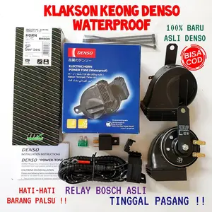 Paket Klakson Denso Waterproof Electric Horn Keong Powertone Relay Anti air tahan air termurah