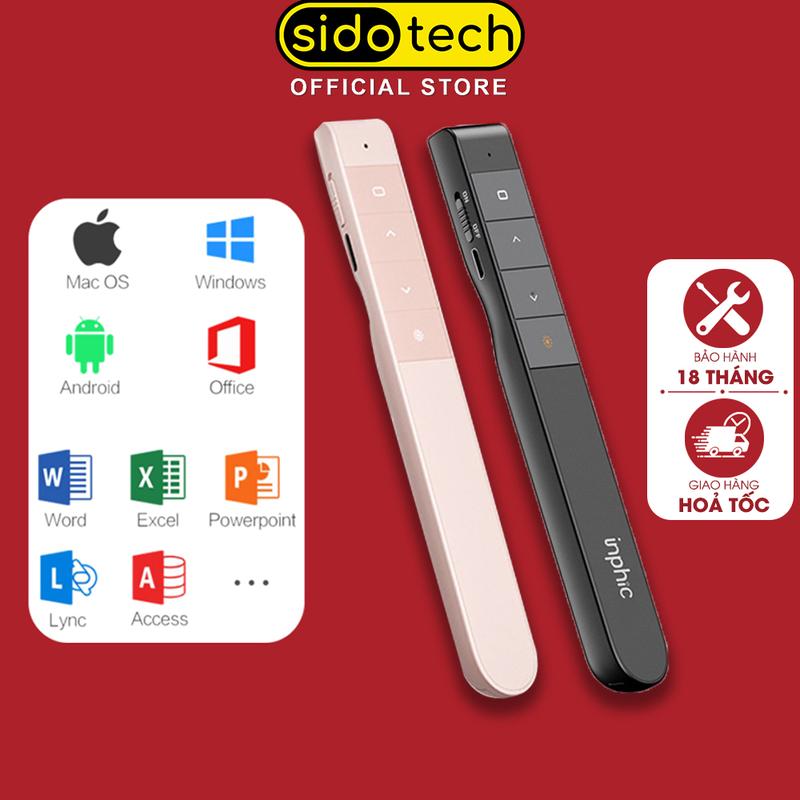 Bút trình chiếu powerpoint SIDOTECH INPHIC PL1 laser thuyết trình chuyển slide lazer pin sạc nhỏ gọn cho văn phòng