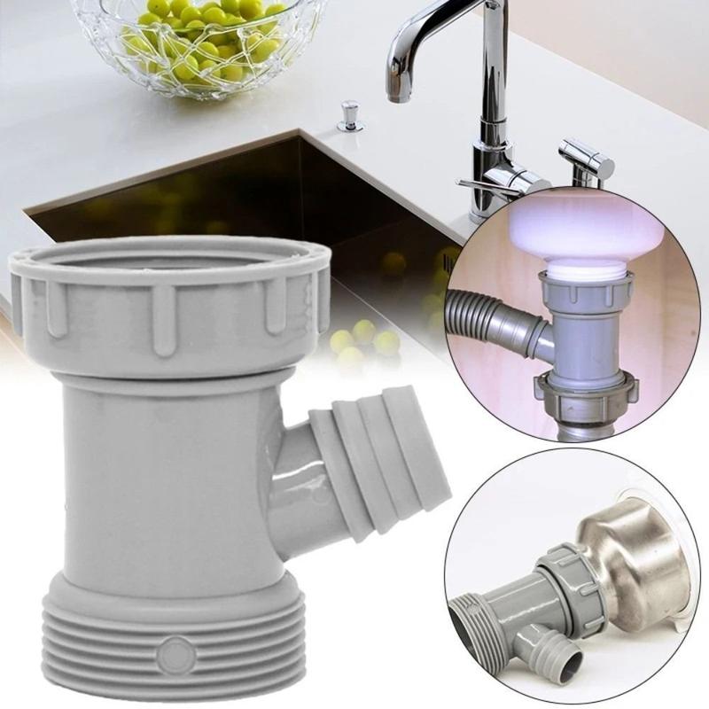 Product Introduction of 1/2Pcs New Y Shaped Sink Drain Pipe Adapter with Rubber Sheet Thread Sewer Branch Connector Three-way Hose Joint Kitchen Bathroom 17