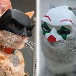 Casco Divertido para Mascotas con Correa Elástica, Máscara de Gato para Halloween Encantadora para Sesiones de Fotos, Accesorio de Disfraz Adorable para Mascotas