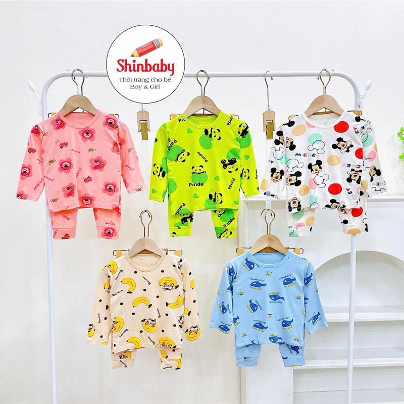 Set 4 Bộ Quần Áo Thun Lạnh Dài Tay Mềm Mát Nhiều Hình In Dễ Thương Cho Bé Mặc Ngủ, Nằm Điều Hoà, Chống Muỗi bộ minky mom -Tết, -Xmas
