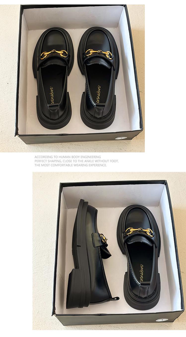 Product Introduction of Authentic Leather Loafers Women's 2024 Spring New Japanese JK Mary Jane Shoes Small Leather Shoes Slip-on Horsebit Buckle Pumps 25