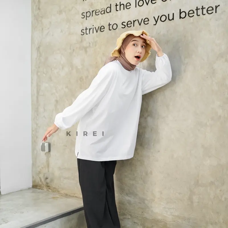 Kirei Outfit - Basic Oversize Top Lengan Panjang Karet Polos Nonbusui dan Busui 5