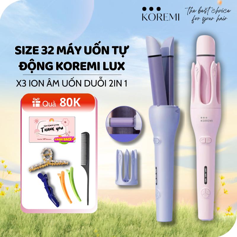 Size 32 Máy Uốn Xoăn Duỗi Thẳng Tự Động KOREMI 2in1 Chính Hãng - Bảo Hành 1 Đổi 1 Trong 12 Tháng Women Máy Uốn Tóc mayu ontocseemee ontudong