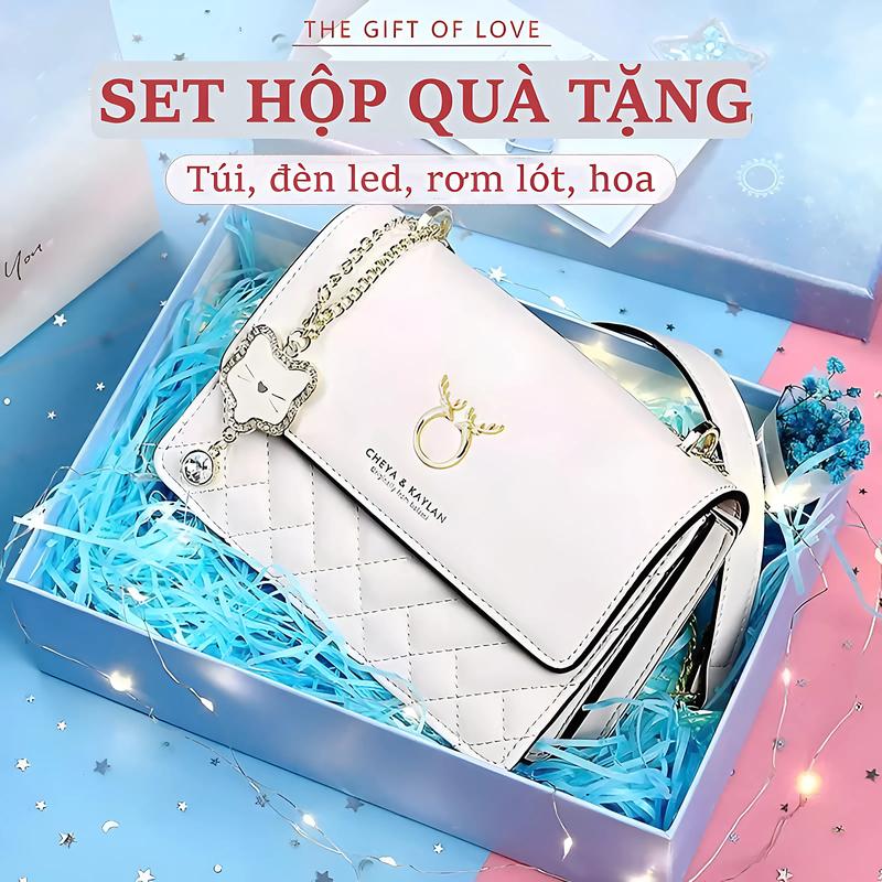 Túi xách nữ đeo chéo vai nhiều ngăn dây xích dáng vuông đẹp size 20cm có hộp full box 7K STORE TX29