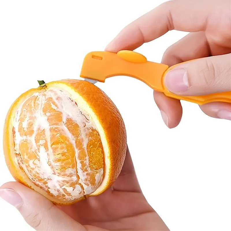 Dụng Cụ Gọt Vỏ Trái Cây, 1 Cái, Dụng Cụ Gọt Nhựa Đa Năng Gấp Gọn, Thích Hợp Cho Trái Cây Như Mơ, Chanh, Dứa, Xoài Và Chuối, Thiết Bị Gọt Vỏ Màu Cam Nhà Bếp Sáng Tạo 1