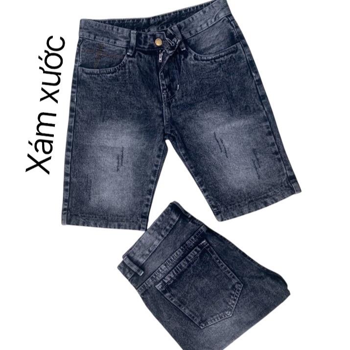  Quần sọt rin nam Cotton Xám đen xước 