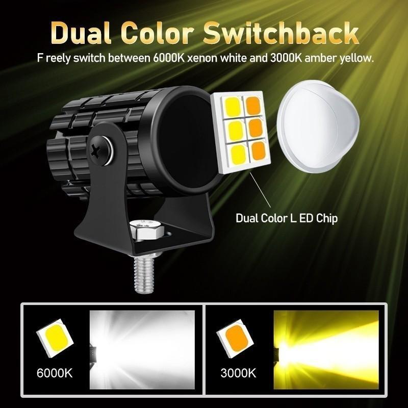 Product Introduction of 1 Pair Super Bright Mini Driving Light Set Universal Motorcycle Waterproof Led Headlight Spotlight Headlamp With 3 Way Switch mini driving 1set 6