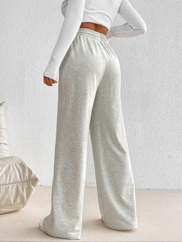 Women's Plain Elastic High Waist Wide Leg Sweatpants, Fashion Casual Comfy Trousers for Daily Wear Outdoor Sports, Minimalist Women's Bottoms for Fall & Winter, Baggy Pants, Pants for Women 8