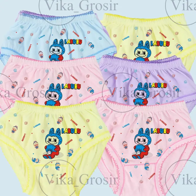 PROMO 6 PCS CD LABUBU ANAK PEREMPUAN USIA  2-8 THN CELANA DALAM VIRAL TERLARIS pakaian dalam 3-4 tahun Motif Fashion celana  dalam  anak 3