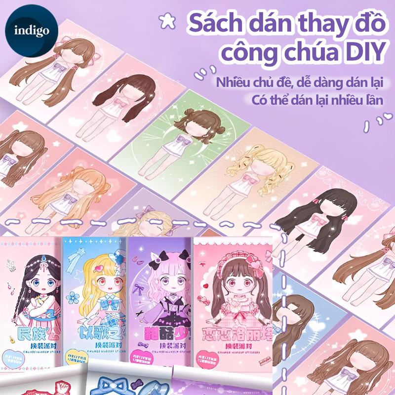 Đồ chơi sách nhãn dán hoạt hình, sách nhãn dán trang điểm, trò chơi xếp hình vật liệu nhãn dán thay đổi khuôn mặt, 20 nhãn dán độc đáo