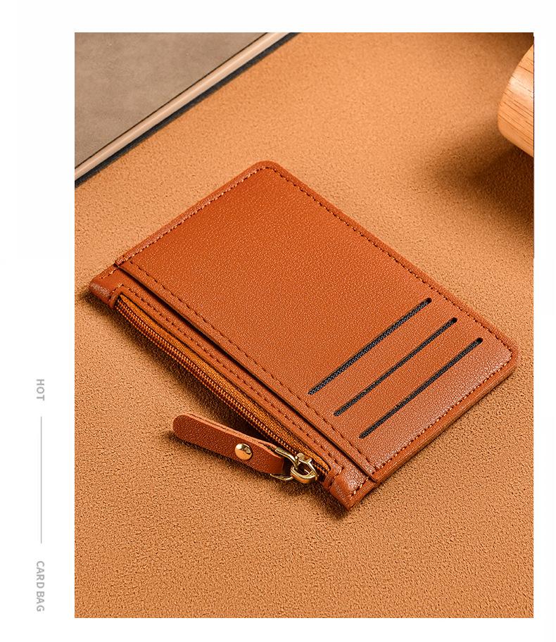 Product Introduction of Korean ultra-thin card bag for women, compact and simple, with multiple card slots and zippers. Small wallet, large capacity, ID card holder, card clip 44