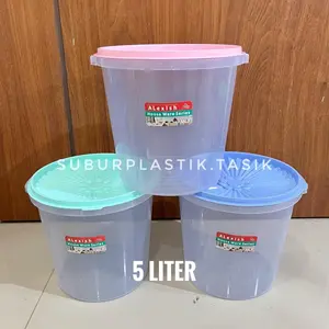 [6 pcs] Toples 5 LITER Alexish Peyele & Elandra Rulia  Toples Makanan Kerupuk Serbaguna Plastik BPA Free Tutup Rapat Biru Hijau Pink