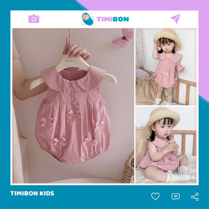 Body Chip Cho Bé Gái Cổ Sen Đính Nơ Chất Tăm Đũi Mềm Mát Bodysuit Cho Bé Quần Áo Trẻ Em Mùa Hè BDCHIP66