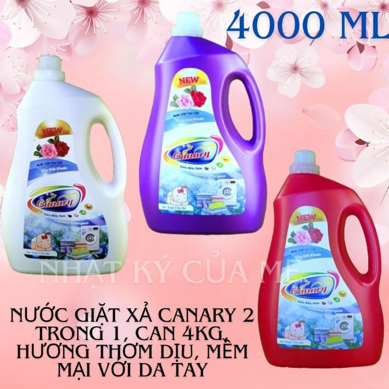 4000ML Nước giặt xả 2 trong 1 cao cấp siêu bền màu CANARY 4 Lít Hương thơm dịu Phù hợp cả giặt máy và giặt tay