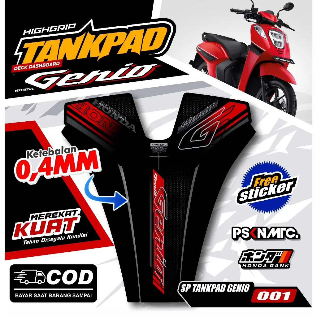 Striping Genio Pelindung Dashboard Tankpad Genio deckpad Genio 2019 2020 2021 (body protektor deck pad cover) stiker motor Kendaraan Kendaraan Motorcycle