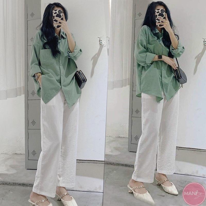 Quần đũi ống rộng nữ dáng suông dài 100cm lưng cạp cao màu đen trắng kem mặc đi học chơi biển làm đẹp Pants Denim Dáng Dài