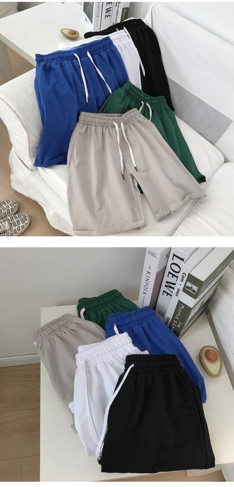 Product Introduction of Men's Sports Shorts Summer New Japanese Style Solid Color Simple Thin Loose Fit Five-Point Beach Shorts for Couples 9