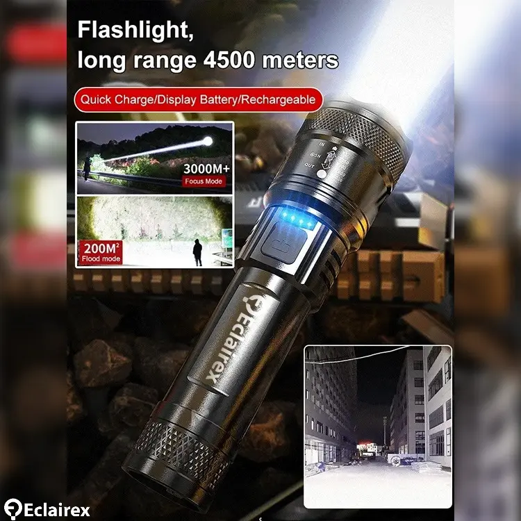 Home Super Bright Led Flashlight Retractable Focus Strong Outdoor Rechargeable Flashlight