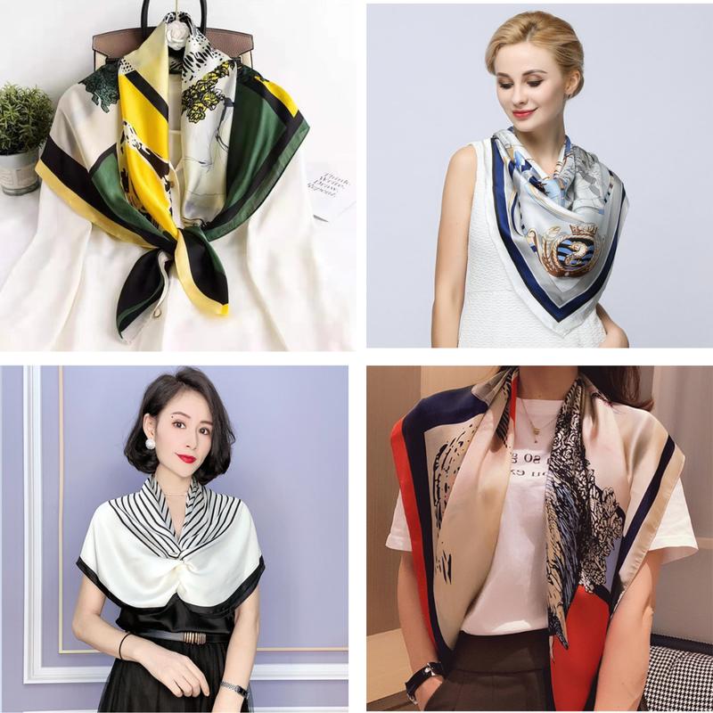 Khăn lụa vuông 90x90cm- Khăn quàng cổ nữ công sở quấn tóc quấn túi làm áo yếm lụa đi biển thời trang