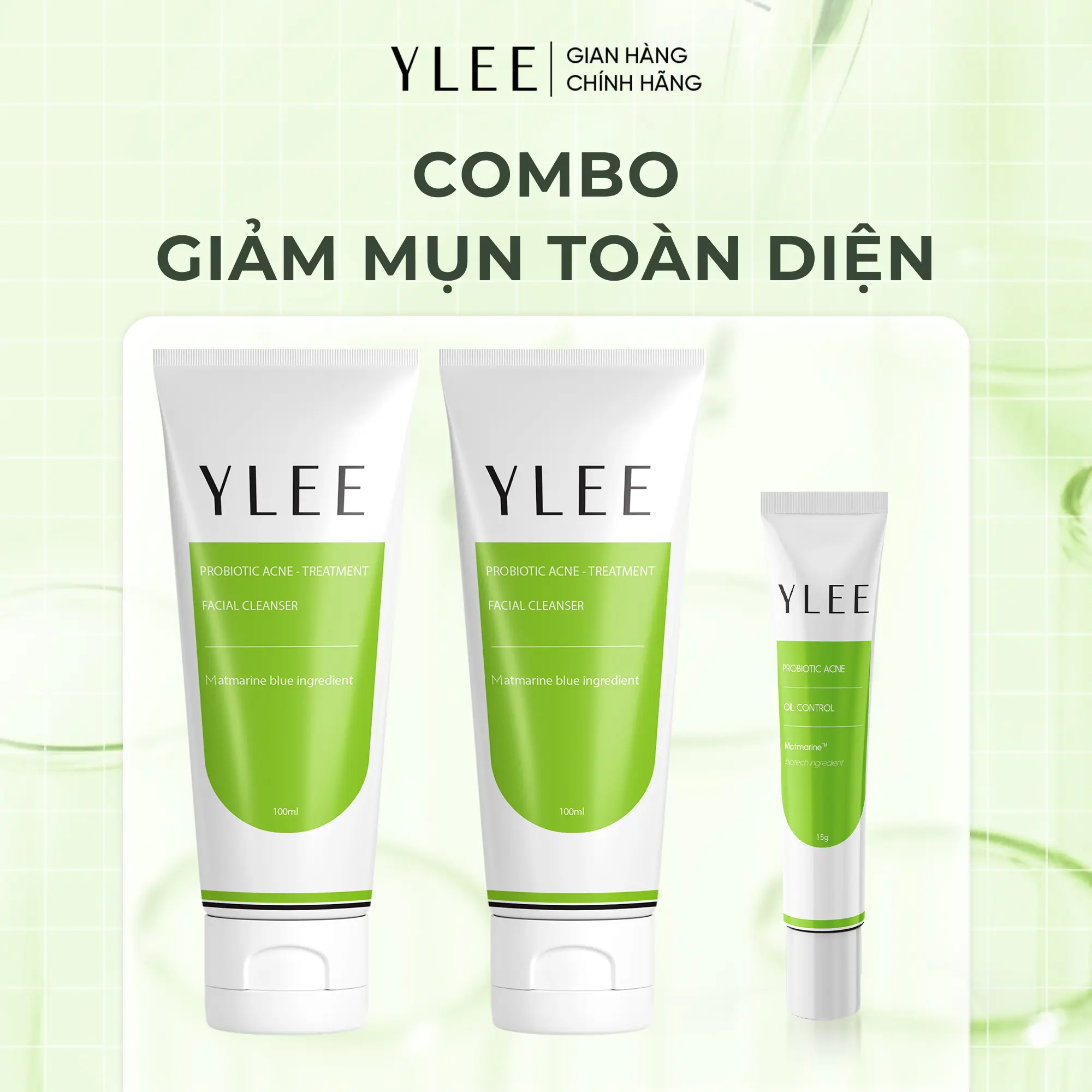 [COMBO 3] Combo 02 Sữa rửa mặt YLEE và 01 Gel giảm mụn YLEE cho da dầu mụn, da mụn tuổi dậy thì
